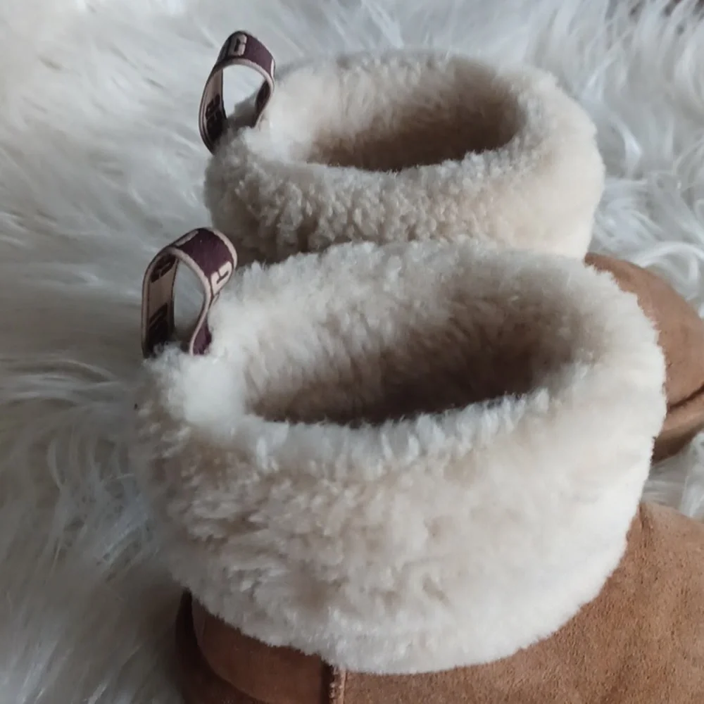 Toddler UGG Sheepskin Boots with Cream and Brown Accents
